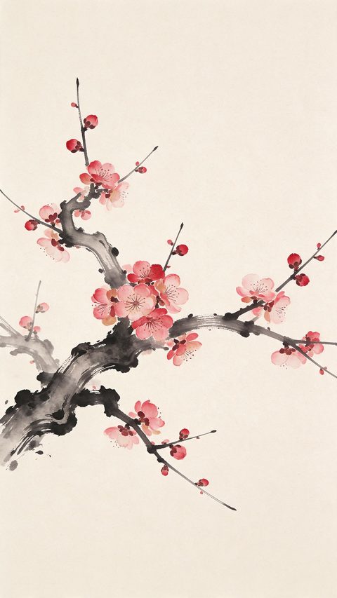 Ink Plum Blossom Guofeng wallpaper